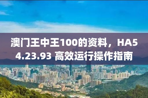 澳门王中王100的资料，HA54.23.93 高效运行操作指南