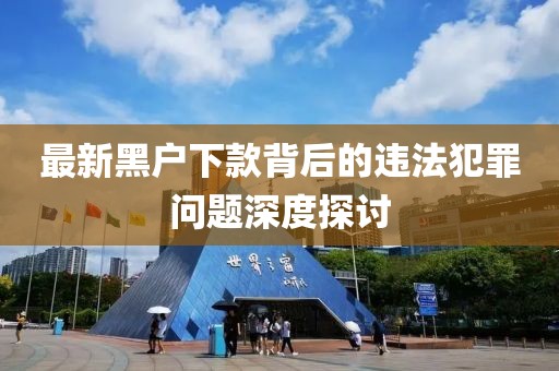 最新黑户下款背后的违法犯罪问题深度探讨