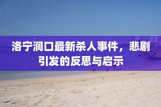 洛宁涧口最新杀人事件，悲剧引发的反思与启示