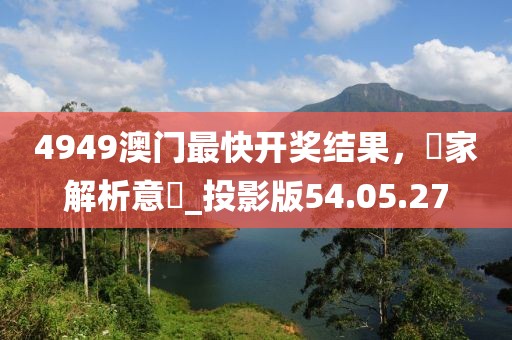 4949澳门最快开奖结果，專家解析意見_投影版54.05.27