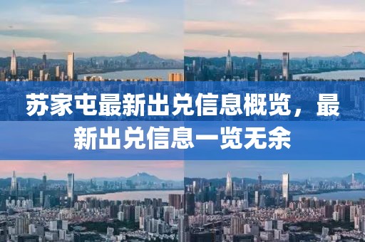 苏家屯最新出兑信息概览，最新出兑信息一览无余