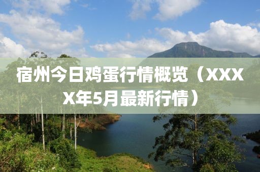 宿州今日鸡蛋行情概览（XXXX年5月最新行情）