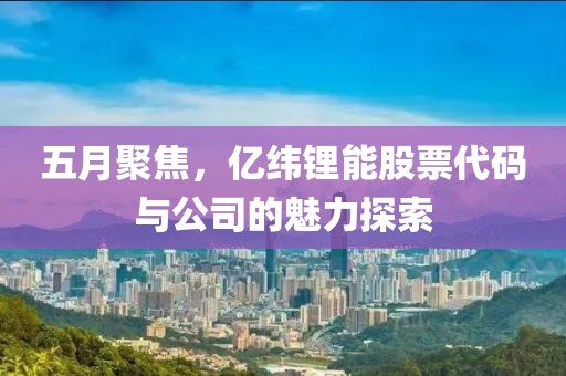 五月聚焦，亿纬锂能股票代码与公司的魅力探索