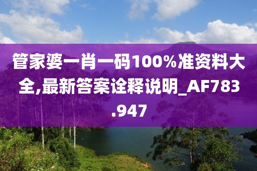 管家婆一肖一码100%准资料大全,最新答案诠释说明_AF783.947